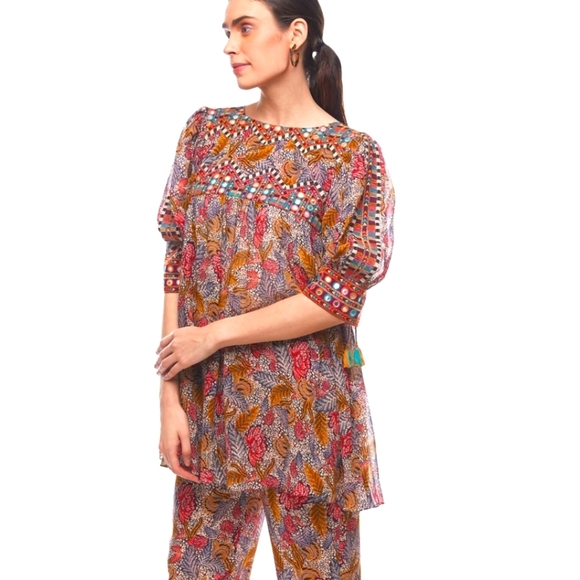 VERB By Pallavi Singhee Follow Multi Color Viscose Georgette PrintedTunic.Size M - Picture 1 of 16